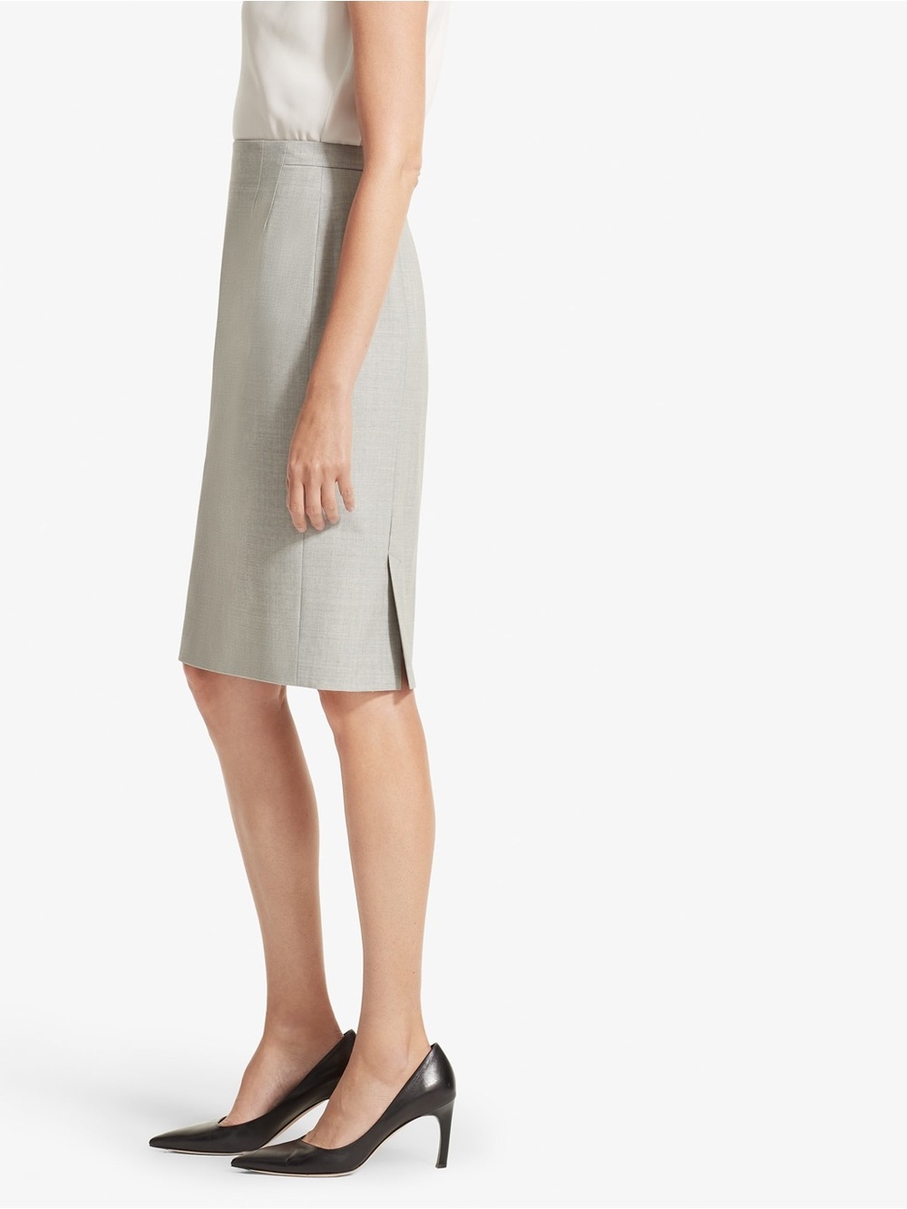 MM Lafleur Cobble Hill Pencil Skirt - Tropical Wool, light gray